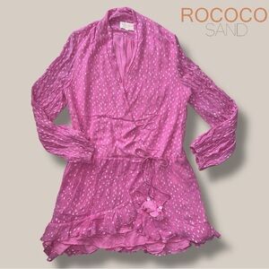ROCOCO SAND Surplice Metallic Dress